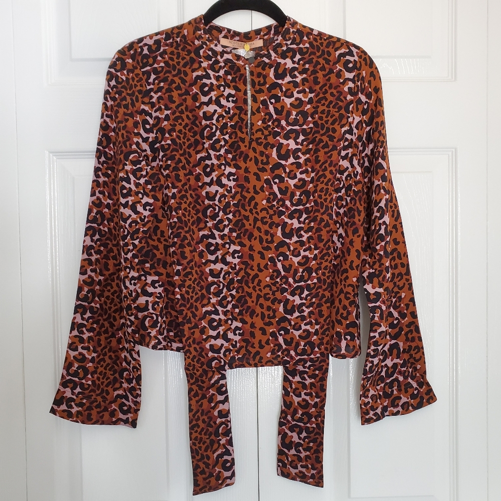 NEW Scotch & Soda Leopard Tie Front Blouse - Picture 3 of 10